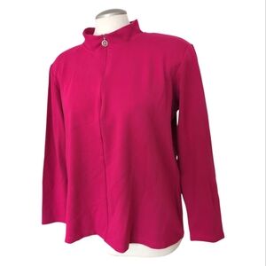 Renuar 1/4 Zip Long Sleeve Fuschia Raspberry Stretchy Top Size XL